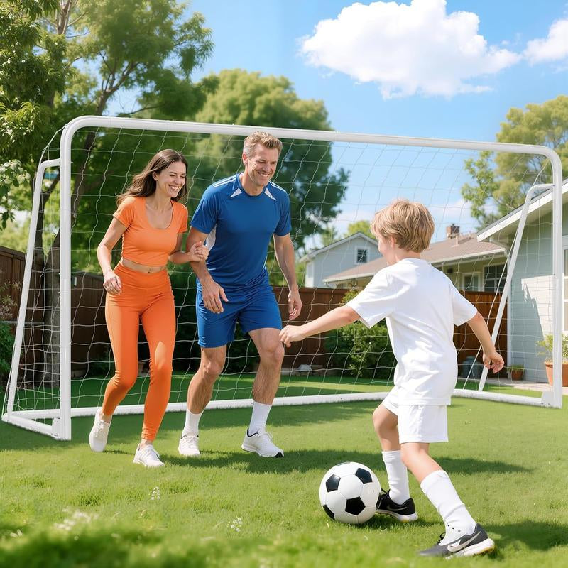 MOPHOTO Soccer Goals for Backyard, Foldable Steel Soccer Goal with Training Target & 6 Cones, Weatherproof Soccer Goal for Teens/Adults Practice Training 6X4/8X6/10X6.5/12X6Ft