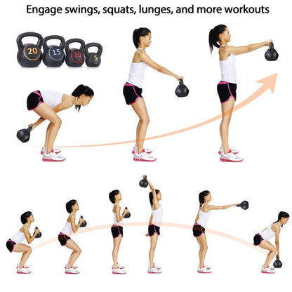 ZENY 4 Piece Kettlebell Set - 5Lb 10Lb 15Lb 20Lb Workout Fitness Weight Set Wide Grap