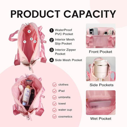 Chic Mini High Quality Gym Bag for Women, Yoga Tote with Wet Compartment, Adjustable Shoulder Strap, Portable Travel Duffle,Gym Accessories