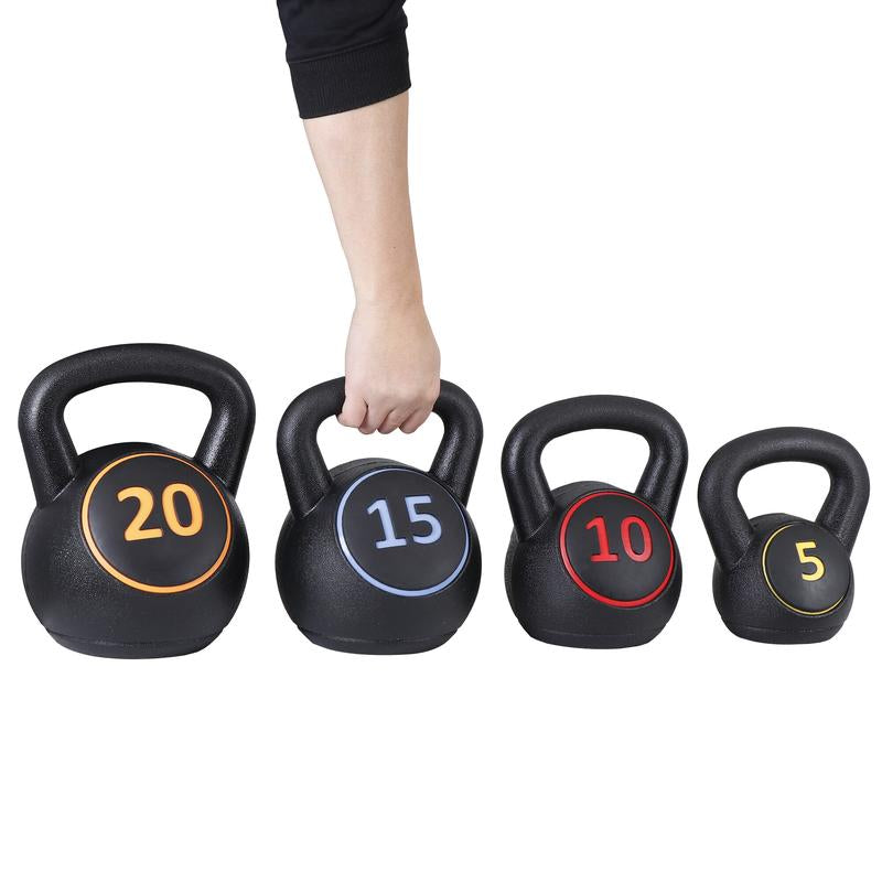 ZENY 4 Piece Kettlebell Set - 5Lb 10Lb 15Lb 20Lb Workout Fitness Weight Set Wide Grap
