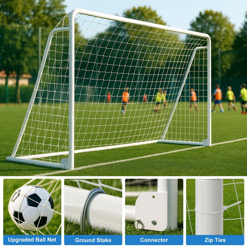 MOPHOTO Soccer Goals for Backyard, Foldable Steel Soccer Goal with Training Target & 6 Cones, Weatherproof Soccer Goal for Teens/Adults Practice Training 6X4/8X6/10X6.5/12X6Ft