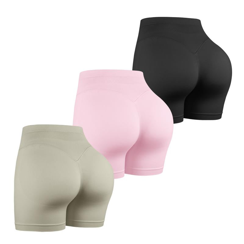 CHRLEISURE 3PCS High Waisted Biker Shorts for Women- Fitness Athletic Workout Running Yoga Gym Shorts