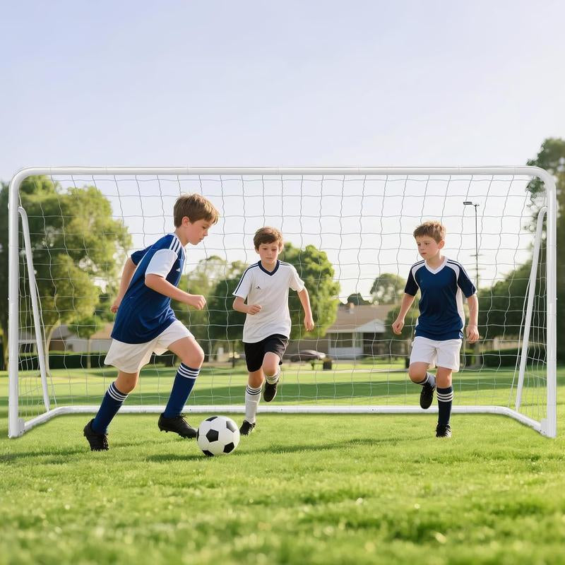 MOPHOTO Soccer Goals for Backyard, Foldable Steel Soccer Goal with Training Target & 6 Cones, Weatherproof Soccer Goal for Teens/Adults Practice Training 6X4/8X6/10X6.5/12X6Ft