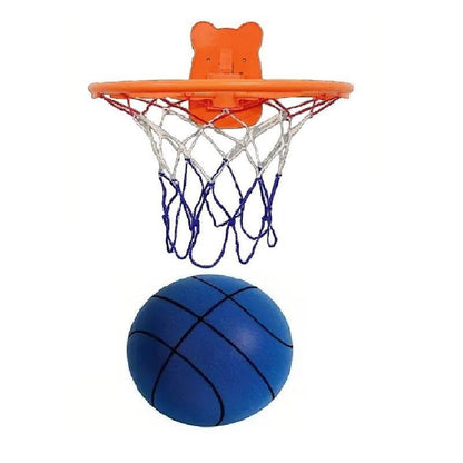 Quiet Indoor Ball Set - Noiseless Basketball with Basket for Silent Play - Noise-Free Rebound Ball - Silent Basketball Hoop Included - Noiseless Ball Game Kit for Indoor Fun.